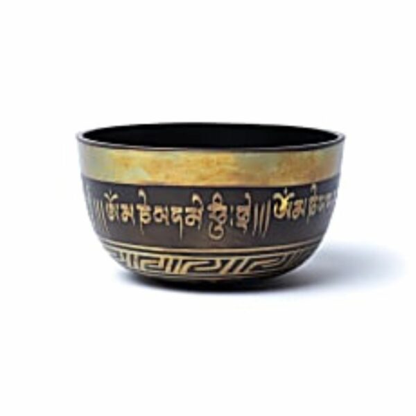 Bol tibétain gravé de fabrication artisanale OM 15 om - OM intérieur. Boutique ésotérique La Porte des Secrets