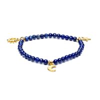 Bracelet planète en Lapis-Lazuli - breloque étoile/lune/soleil - boutique La Porte des Secrets