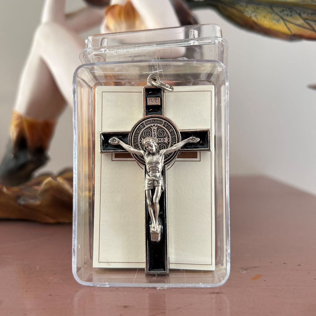 Pendentif Croix Cristal De Roche – Pierre Transparente, Monture Argentée, 3 Cm (neuf Sans Boîte)