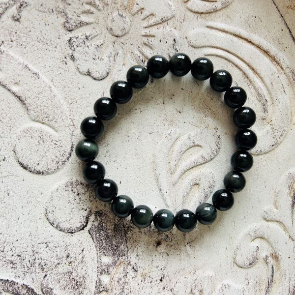 Bracelet Obsidienne Œil Céleste AA perles 8mm boutique La Porte des Secrets