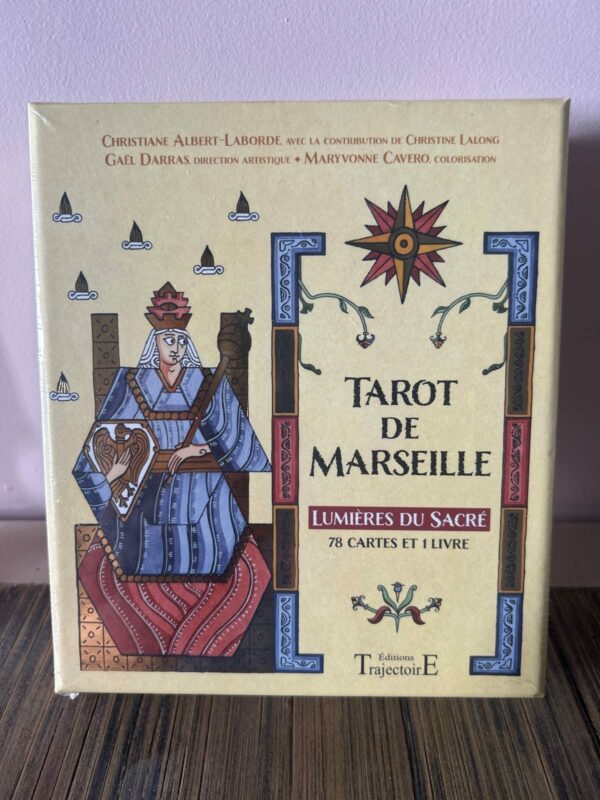 Tarot de Marseille - Lumières du sacré - coffret 78 cartes et livre des éditions Trajectoires; Boutique et librairie ésotérique La Portes des Secrets