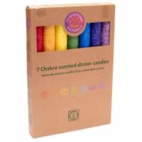 Bougies des chakras parfumée boite 7 cierges. Boutique La Porte des Secrets