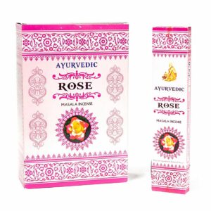 Encens Ayurvéda Premium à la rose, boite 15 bâtonnets. Boutique ésotérique La Porte des Secrets