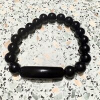 Bracelet tube obsidienne noire et perles 10 mm obsidienne noire Mexique. Bracelet fait main. Boutique La Porte des Secrets