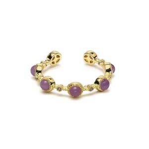 Bague ajustable 7 Améthystes sur cuivre doré. Poids : 3 gr. Boutique de minéraux La Porte des Secrets