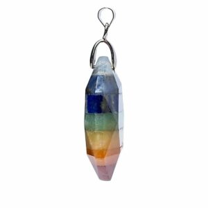 Pendentif sceau de Salomon chakra, pendentif exagonal pierres naturelles. 3 cm. Vue de profil. Boutique La Porte des Secrets