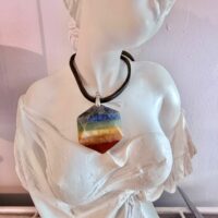 Pendentif sceau de Salomon chakra, pendentif exagonal pierres naturelles. 3 cm. Boutique La Porte des Secrets
