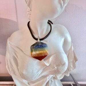 Pendentif sceau de Salomon chakra, pendentif exagonal pierres naturelles. 3 cm. Boutique La Porte des Secrets