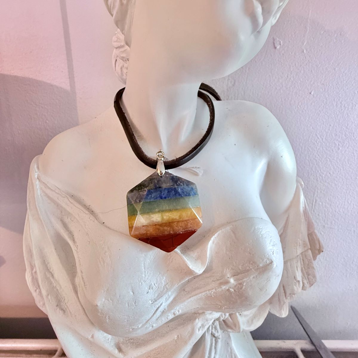 Pendentif sceau de Salomon chakra, pendentif exagonal pierres naturelles