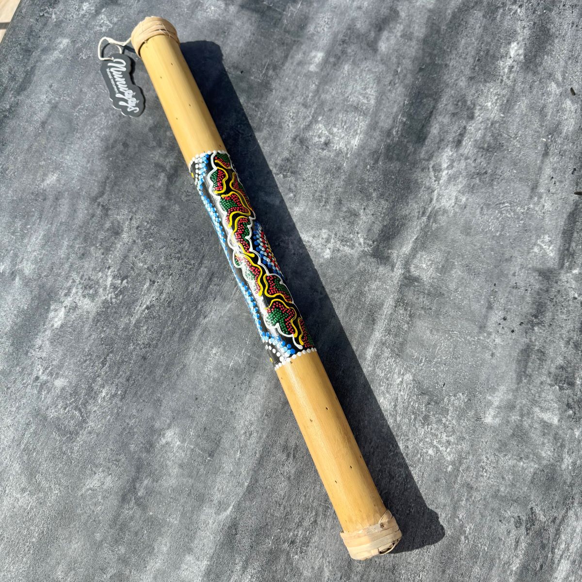 Bâton de pluie en Bambou artisanat sacré – peinture à points 60 cm