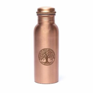 Bouteille en cuivre Arbre de vie - Isotherme & anti-oxydante pour boisson froide ou chaude, contenance : 750 ml. Boutique La Porte des Secrets