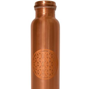 Bouteille en cuivre Fleur de vie - Isotherme & anti-oxydante pour boisson froide ou chaude, contenance 1 L - Boutique La Porte des Secrets