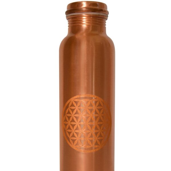Bouteille en cuivre Fleur de vie - Isotherme & anti-oxydante pour boisson froide ou chaude, contenance 1 L - Boutique La Porte des Secrets