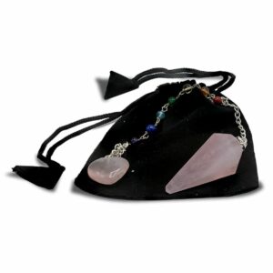 Pendule cône et coeur en Quartz Rose – avec chaine argentée Boutique La Porte des Secrets