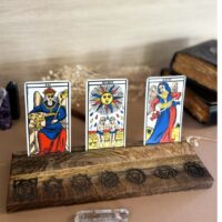Porte-carte de Tarot en bois - Chakras. Boutique La Porte des Secrets