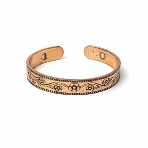 Bracelet cuivre magnétique motif floral - Équilibre Énergétique - Boutique La Porte des Secrets