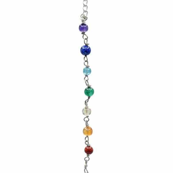 pendule coeur forme conique en quartz rose et chainette 7 chakras argentée - Boutique ésotérique La Porte des Secrets