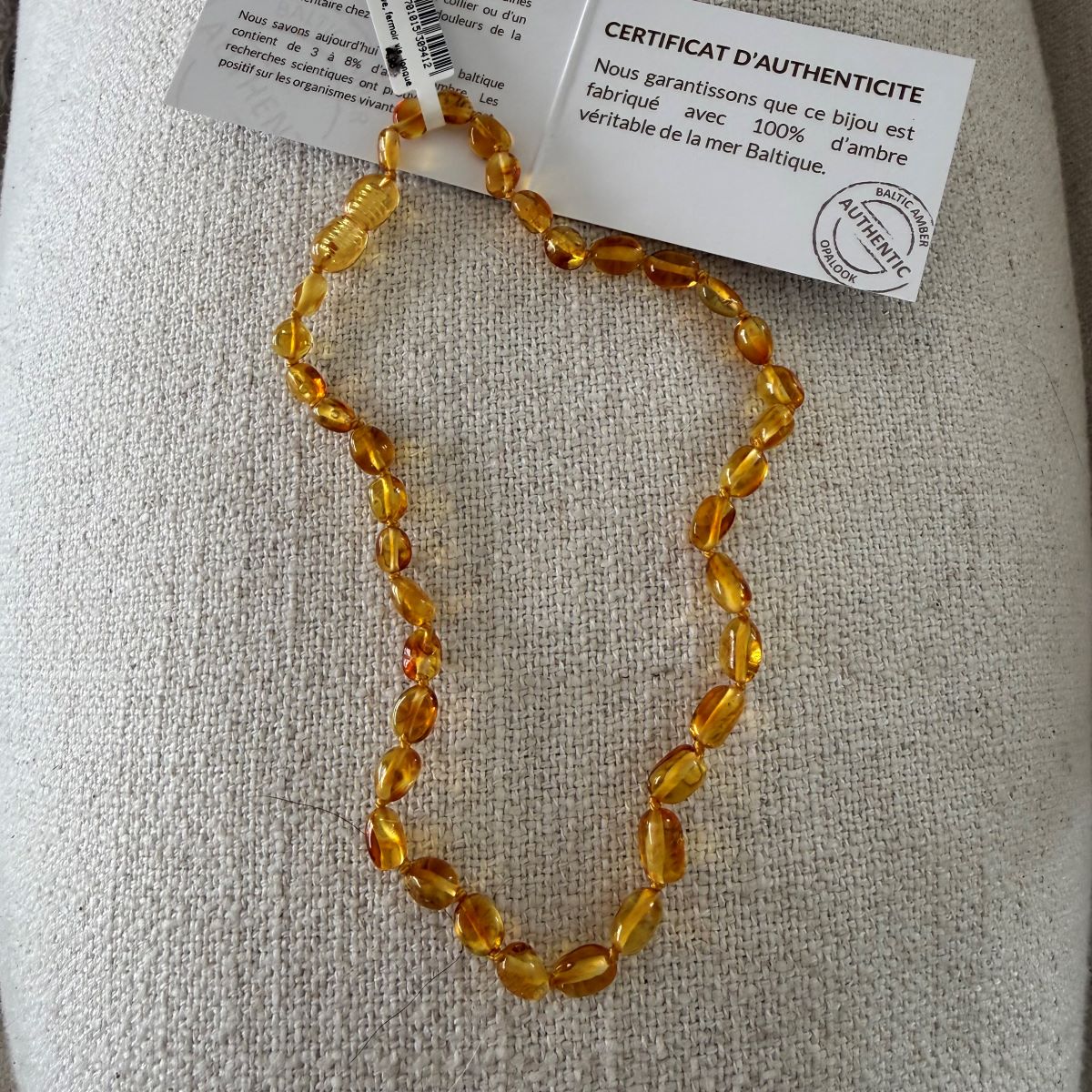Collier bébé en ambre naturel miel 32-33 cm – Ambre de la Baltique