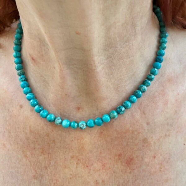 Collier Ras-de-Cou en Turquoise Bleue Naturelle, perles 6mm | Élégance Authentique - Boutique La Porte des Secrets
