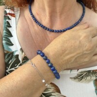 Collier ras de cou et bracelet assorti en Laps lazuli d'Afghanistan - Perles 6 et 8mm. Boutique La Porte des Secrets