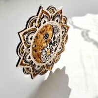 Plaque rechargement Ying-Yang en Ambre & bois de Bouleau 11 cm. Boutique La Porte des Secrets