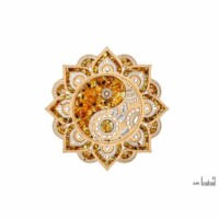 Plaque rechargement Ying-Yang en Ambre & bois de Bouleau 11 cm. Boutique La Porte des Secrets